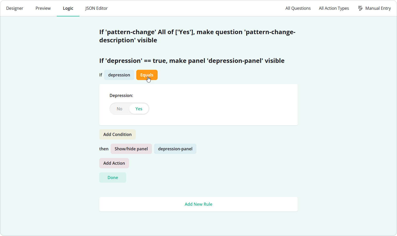ECD system: conditional logic rules