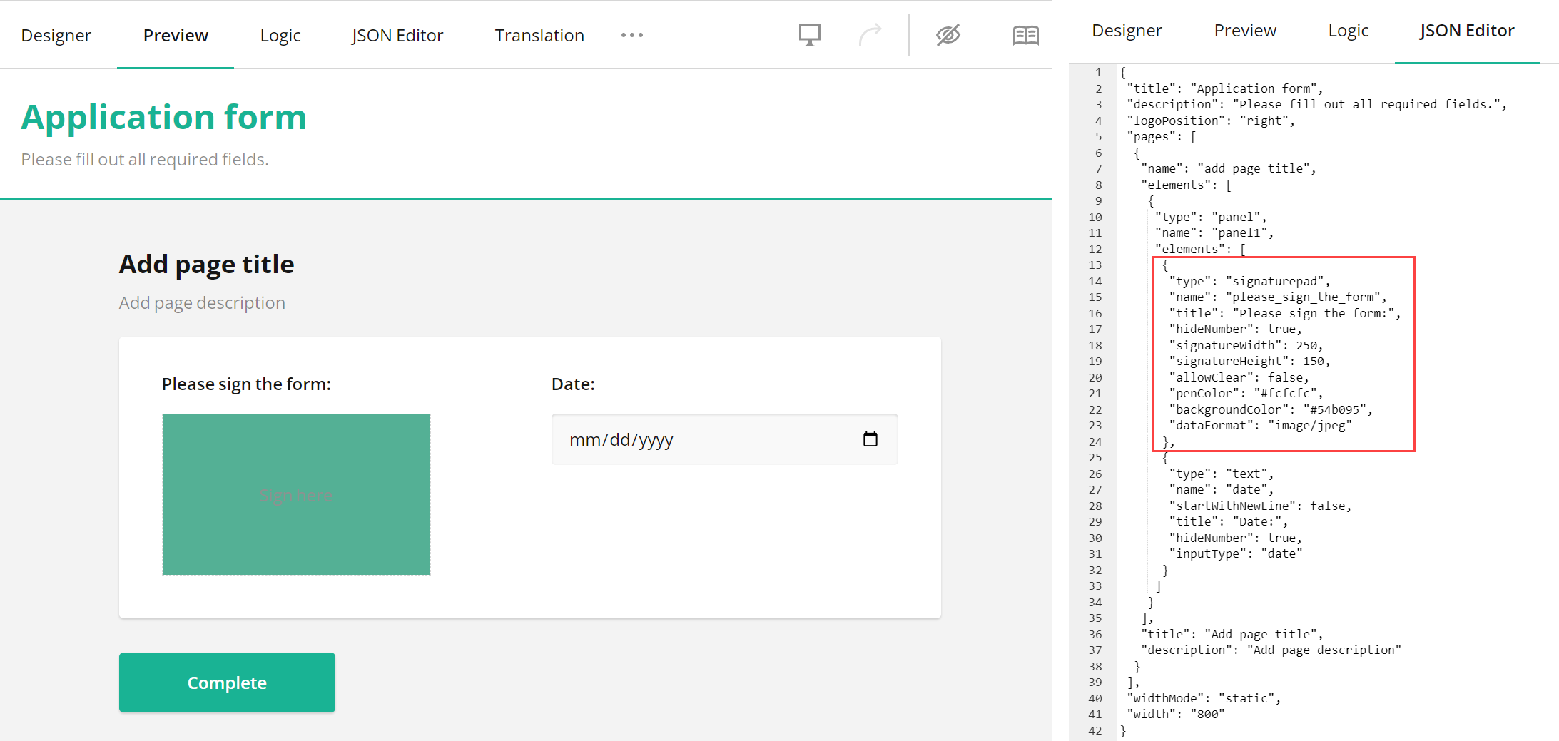 SurveyJS: Add Digital Signatures to your Forms with a JavaScript Signature Pad Component.