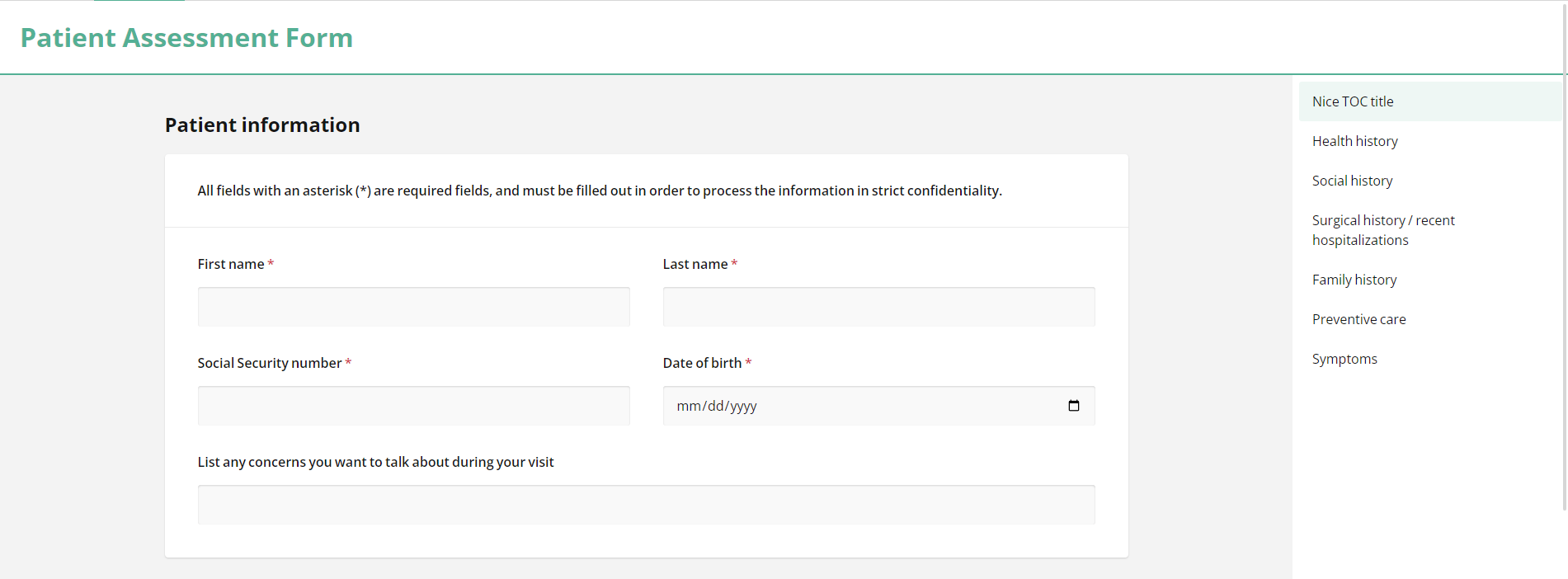 SurveyJS: Use Table Of Contents