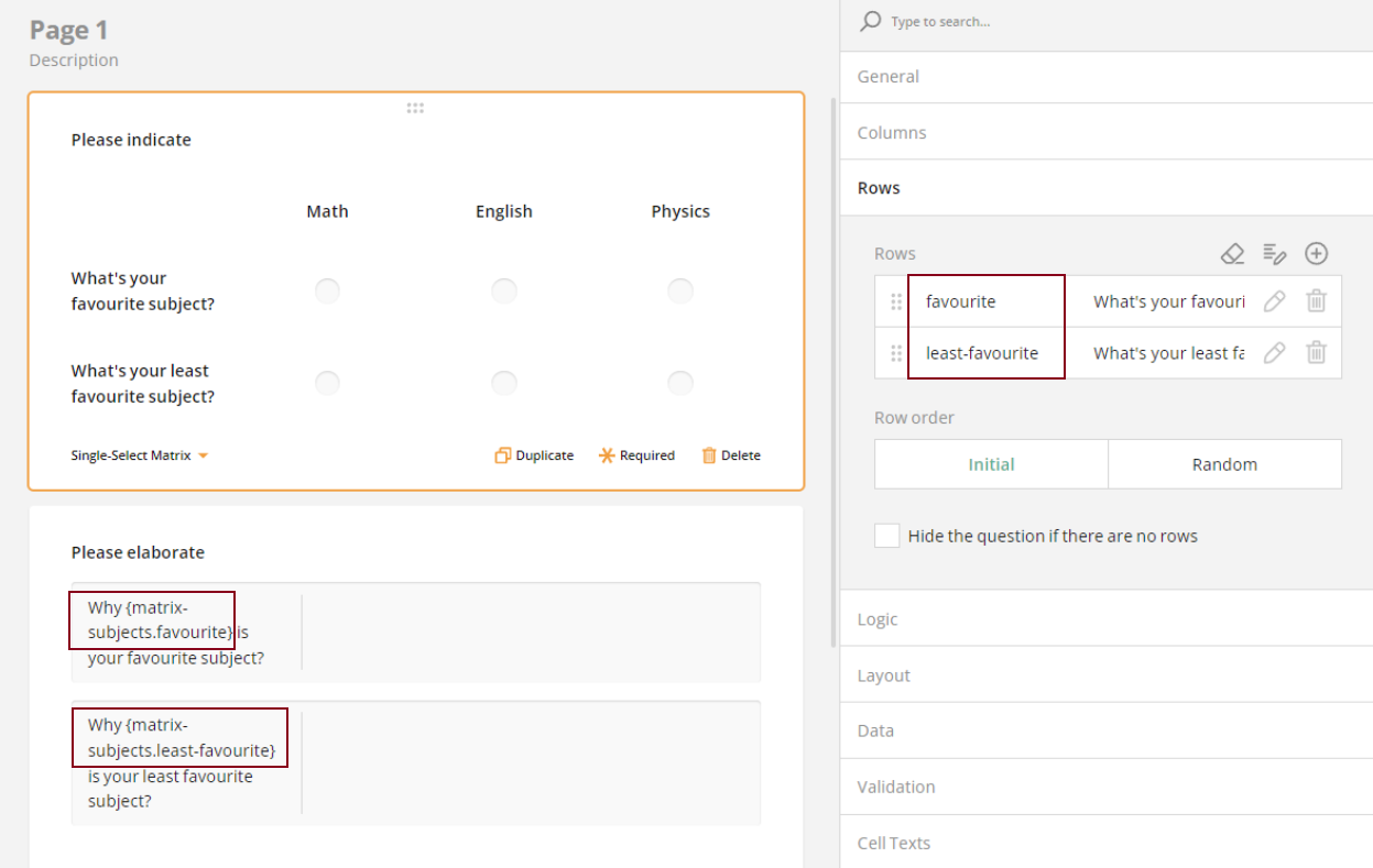 SurveyJS: Piping text into question element titles.