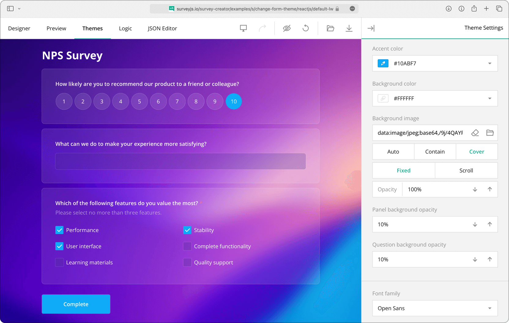 SurveyJS - Theme Editor