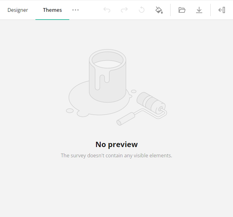 Survey Creator: 'Themes' tab placeholder