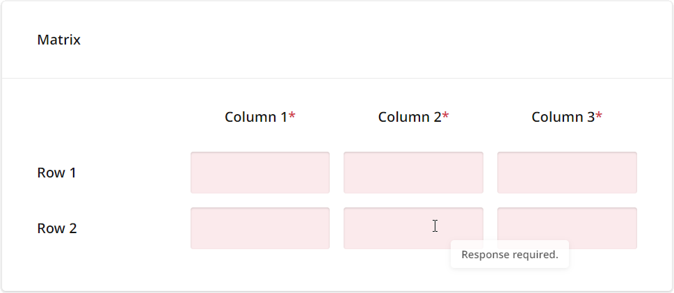 SurveyJS Matrix question: Error message in a tooltip