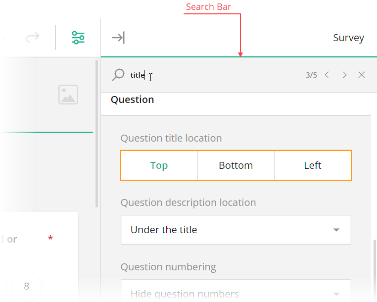 Survey Creator: Search bar in Property Grid