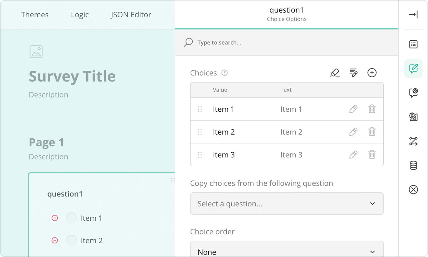 Survey Creator: Redesigned Property Grid