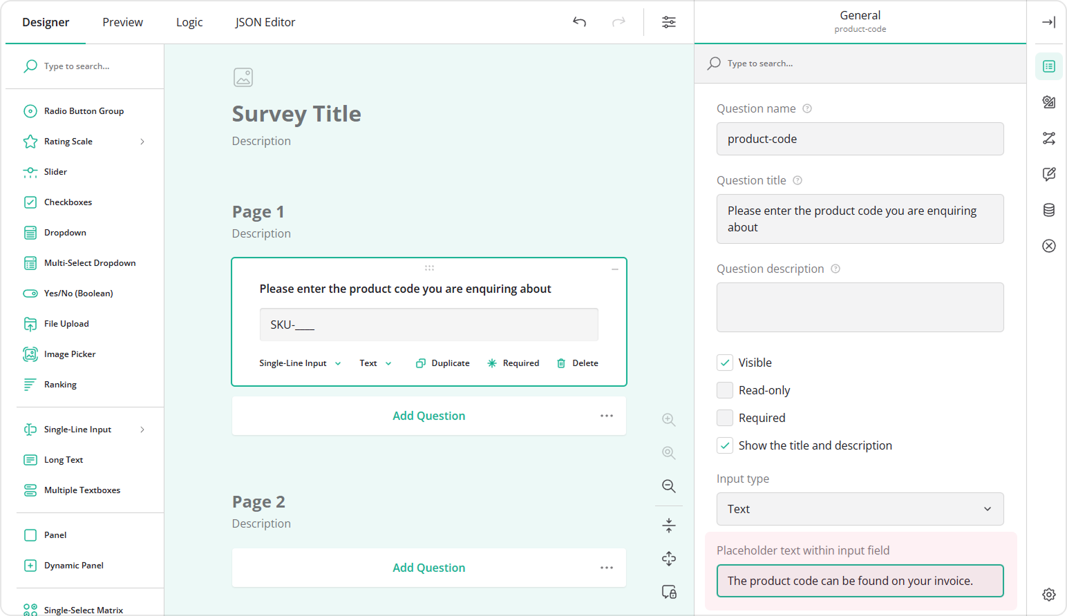 Add a placeholder text to a pattern-masked field